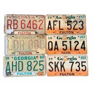 Lot Of 6 Vintage Original Georgia License Plate 1976 1983 1996 Garage Man Cave